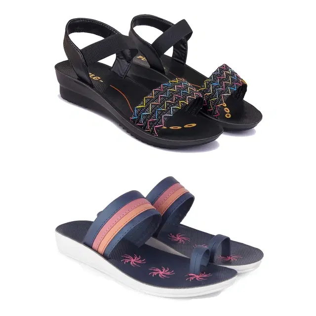 Combo of Flats & Sandals for Women, Set of 2 (Multicolor, 5)