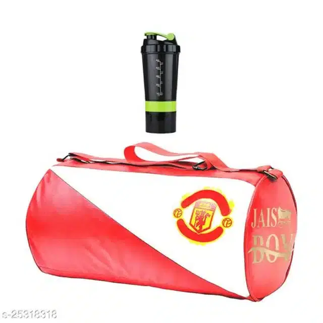 Combo of Gym Bag with Shaker Bottle, 400 ml, Multicolor, Set of 2