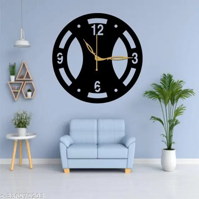 Wooden Wall Clock for Home, Black