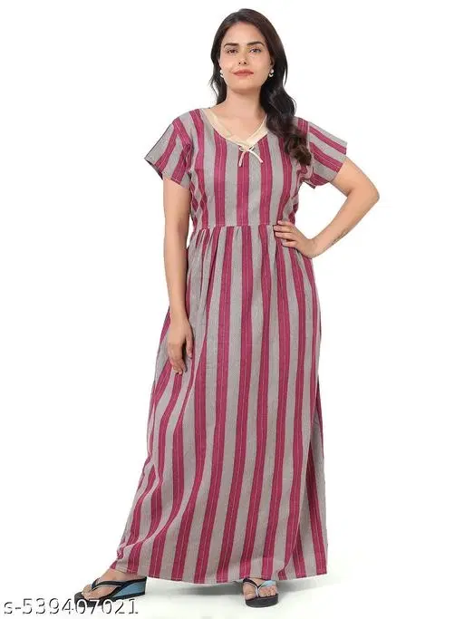 Satin Soft & Attractive Nightdress for Women & Girls , Red (M)