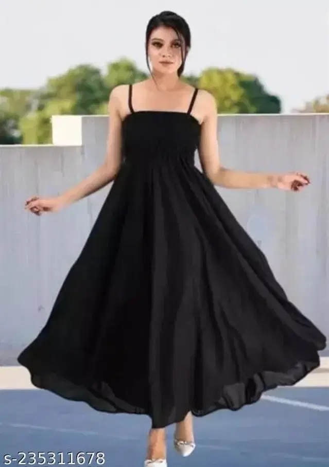 Satin Dress for Women (Black, L)
