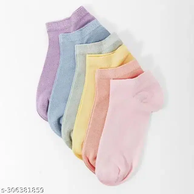 Cotton Socks for Women, Set of 6 (Multicolor)