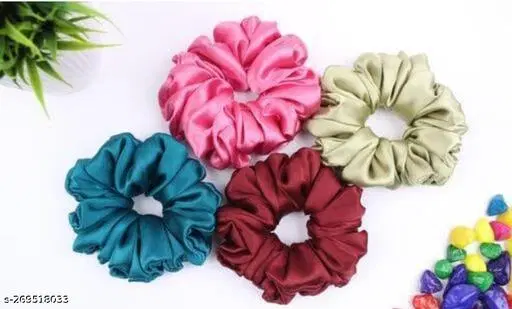 Pure Silk Scrunchies for Women, Pack of 12 (Multicolor)