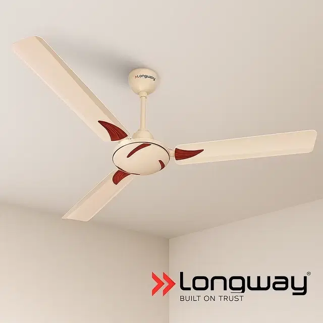 Longway Creta P1 1200 mm 3 Blade Ceiling Fan, Ultra High Speed | Ivory | Pack of 1
