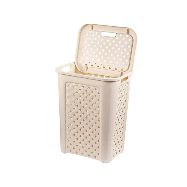 Cello Classic Plastic Laundry Basket With Lid, 30 L, Assorted | Lightweight And Portable | Storage Organizer | Convenient Handling | Useful For Storing Clothes, Toys, Books