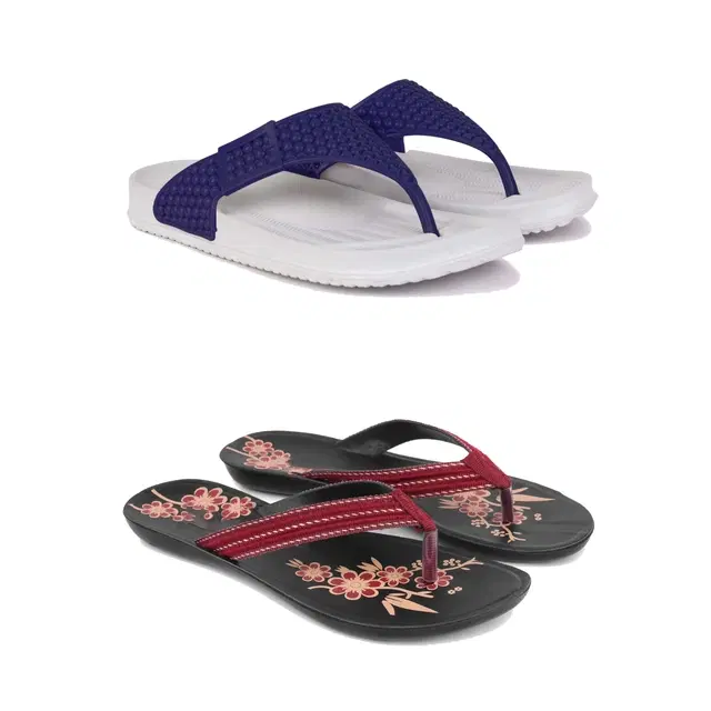 Slippers for Women, Pack of 2 (Multicolor, 5)