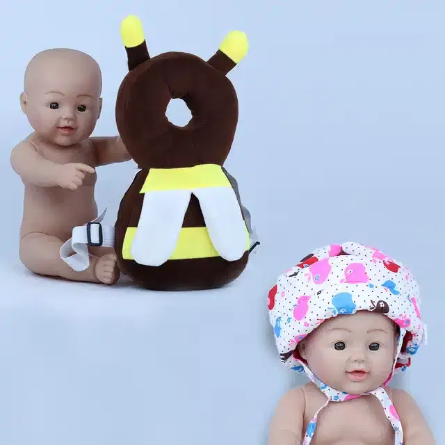 Infants Head & Back Safety Protector Pillow and Safety Helmet, Pack of 2 (Multicolor)