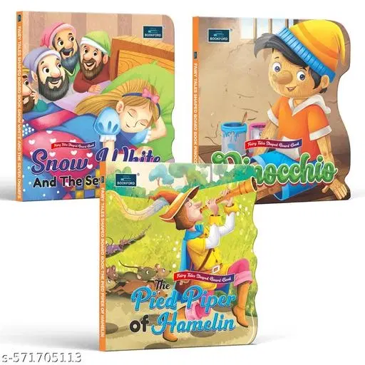 Fairy Tale Shaped Board Book | Pinocchio, Snow White and the Seven Dwarfs, and The Pied Piper of Hamelin | for kids | story books | (Set of 3)