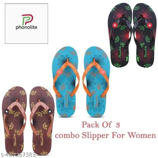Slippers for Women, Multicolour, Pack of 3 (5)