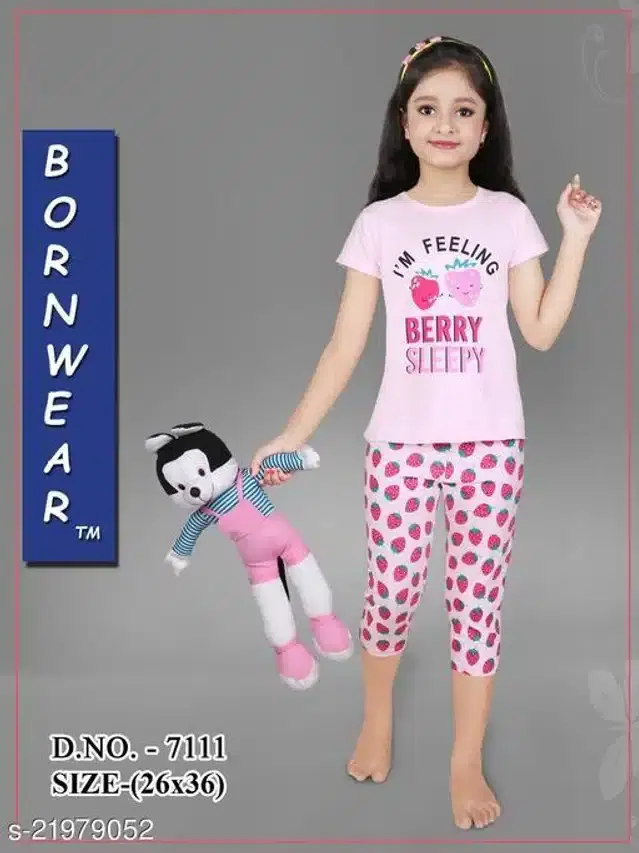 Nightsuit for Girls (Multicolor, 6-7 Years)