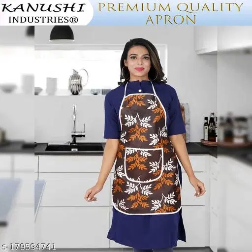 KANUSHI Industries® Apron for Kitchen Waterproof with Front Pocket(Brown)(APRON-1-PC-BROWN-SMALL-LEVS)