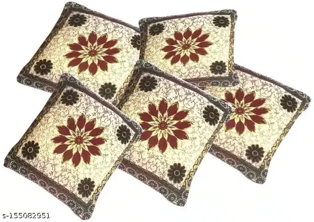 Premium Cotton Cushion Cover, 16x16 inch, Multicolor, Set of 5, A-32