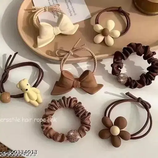 Stylish Scrunchies for Women (Multicolor, Pack of 7)