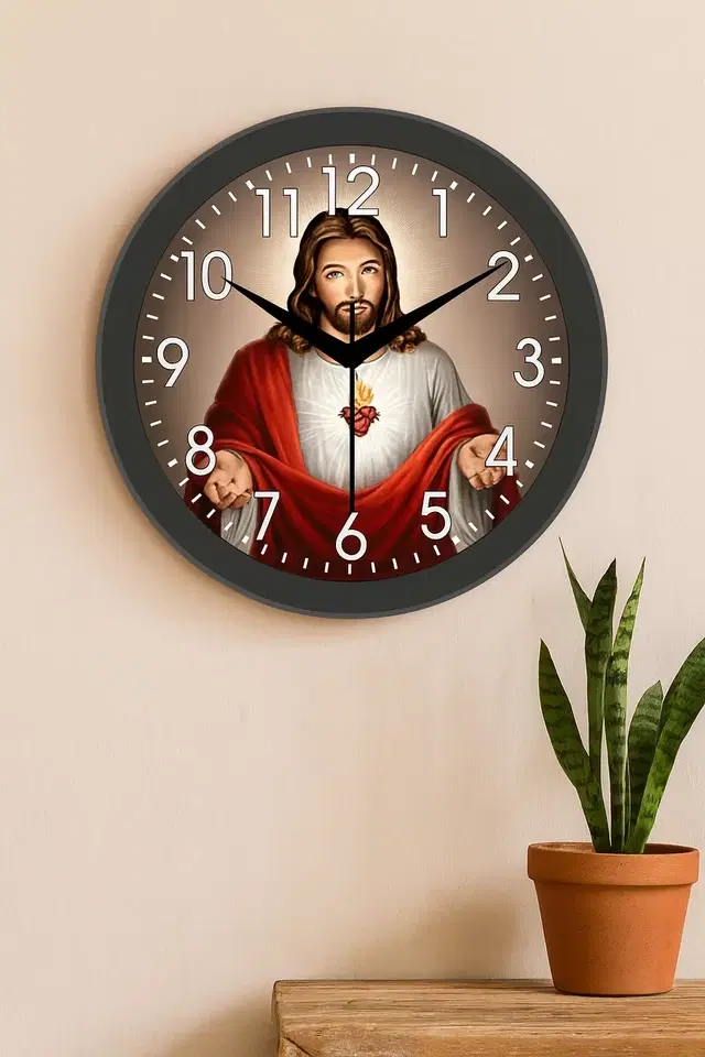 CAPIO Jesus Multicolor Analog Wall Clock, Plastic, 25x25 cm