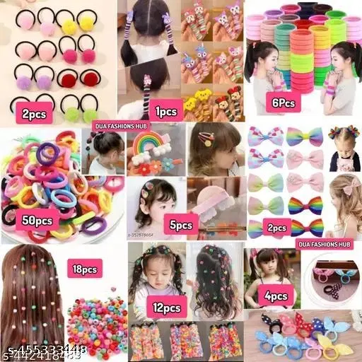Fabric Hair Accessories Combo for Women, Pack of 100 (Pink)