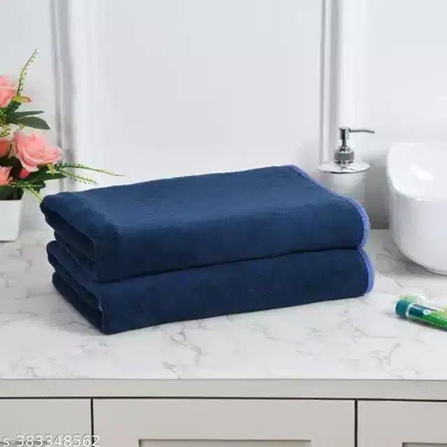 Cotton High Absorbent Bath Towels, Pack of 2, Navy Blue, 70x140 cm