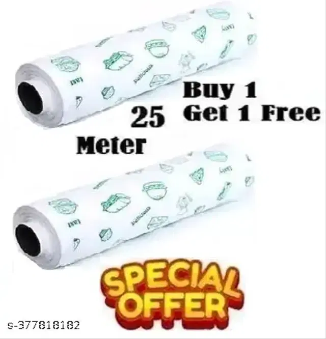 Food Wrapping Paper for Kitchen, Transparent, 25 m, Pack of 2