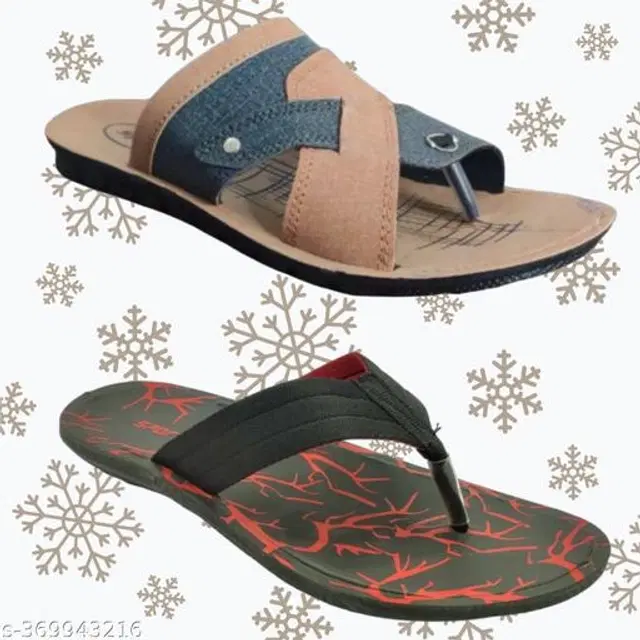 Flipflop for Mens, Pack of 2 (Multicolor, 6)