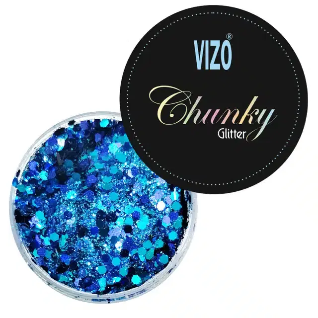 Vizo Chunky Eye Makeup Glitter Powder, Blue