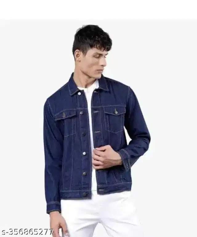 Denim Jacket for Men (Navy Blue, M)