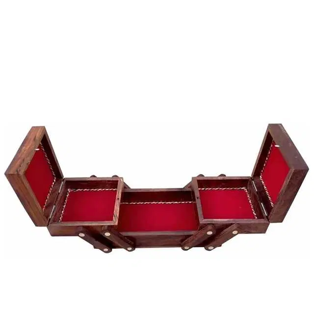Wooden Jewellery Box Vanity Box For Women, Brown, D-176
