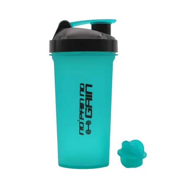 Plastic Gym Shaker Bottle with Blender Ball, Teal & Black, 700 ml