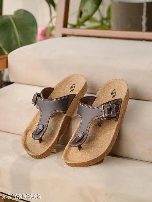 Aerowalk Leather Sliders for Men (Brown, 9)