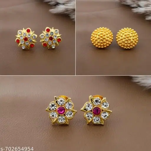 Stylish Antique Gold Plated Party Wear Stud Earrings