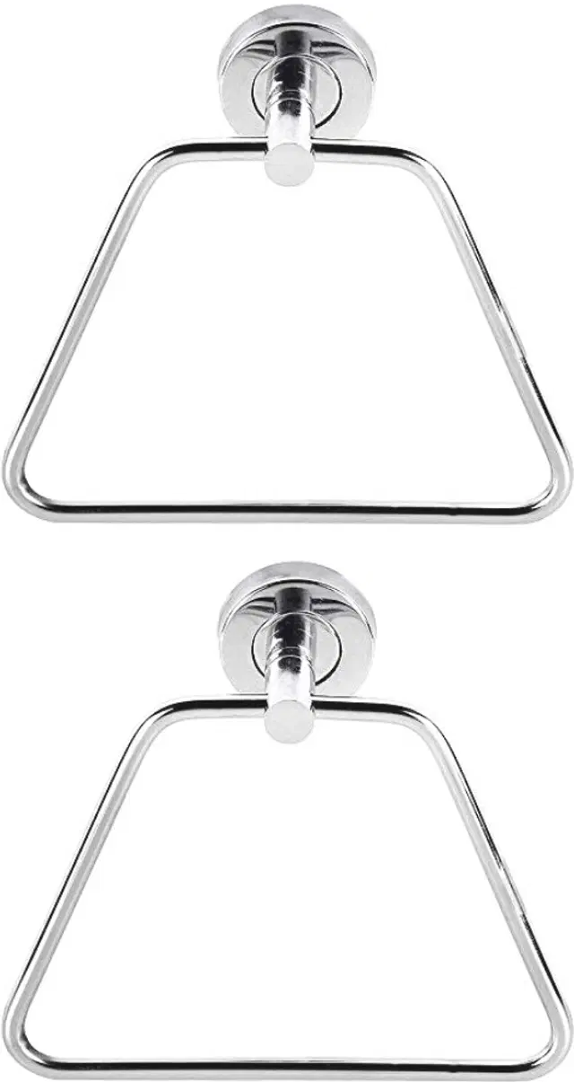 Stainless Steel Multipurpose Towel Ring with Wall Flange, Silver, Set of 2