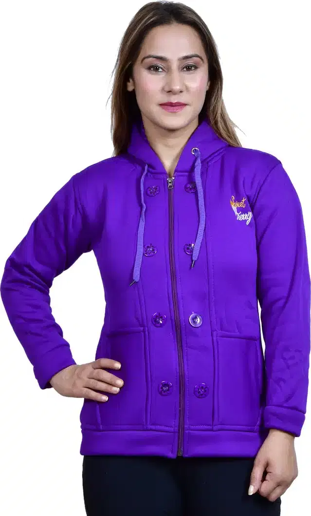 Full Sleeves Hooded Sweatshirt for Women (Blue, L)