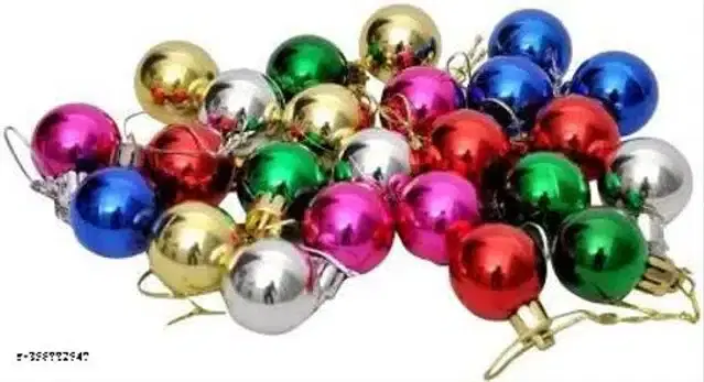 Plastic Christmas Tree Hanging Balls, Multicolor, Pack of 12