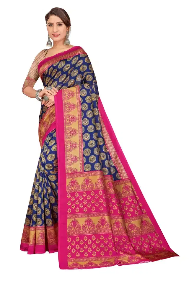 Art Silk Kalamkari Saree for Women (Purple, 6.3 m)