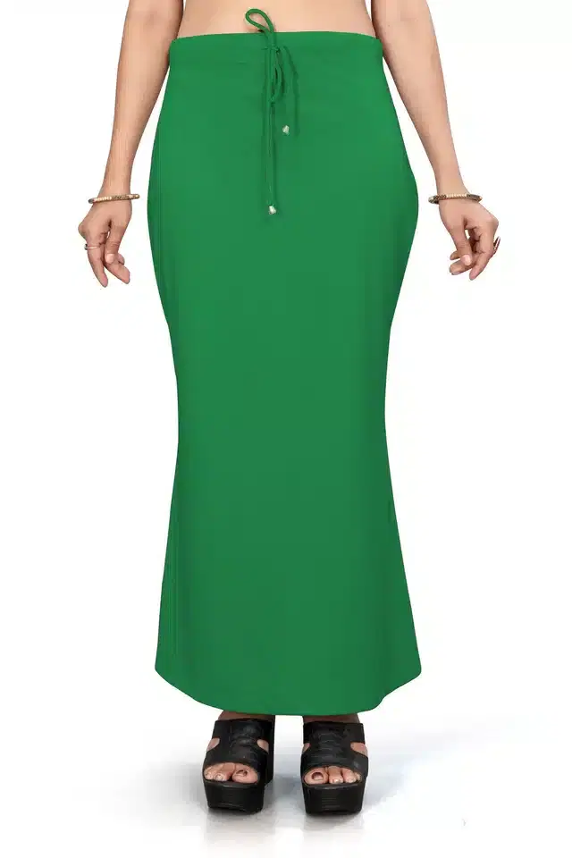 Lycra Solid Saree Petticoat for Women (Green, M)