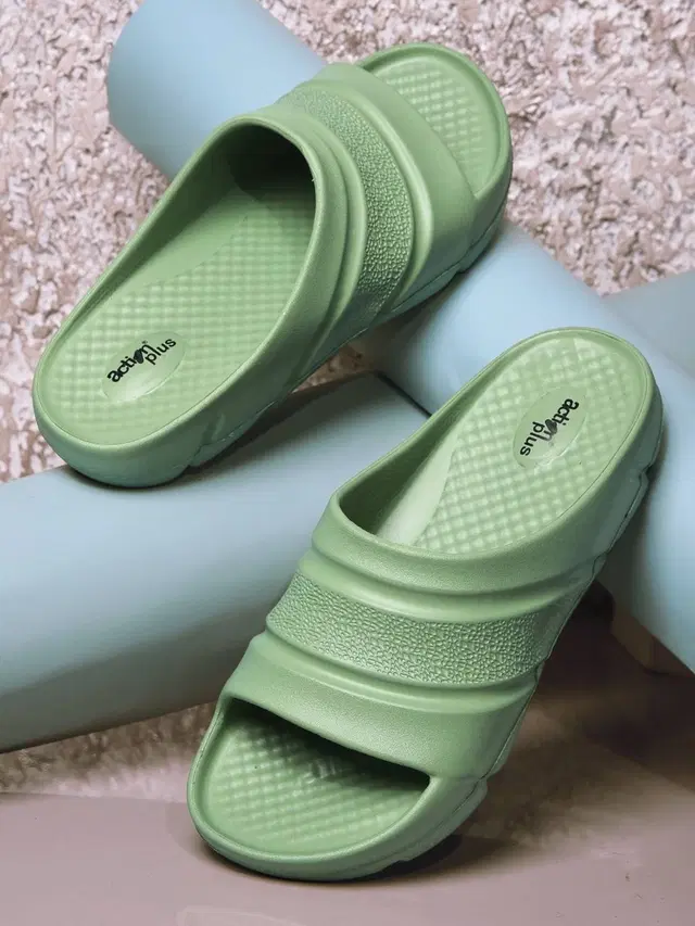 action Casual Slides for Women (Green, 6)