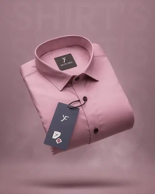 Cotton Blend Solid Shirt for Men, Lavender (M)