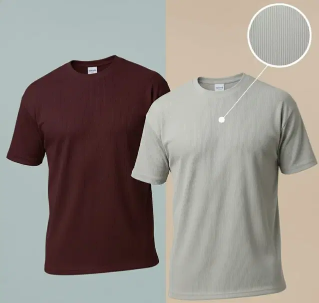 Polyester Round Neck T-shirt for Men, Multicolour, Pack of 2 (L)