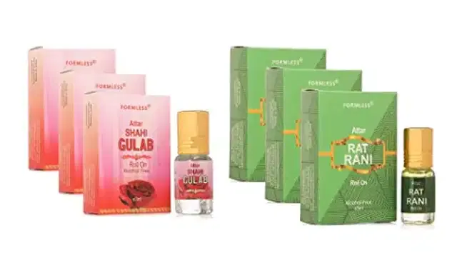 Formless Shahi Gulab & Rat Rani Roll On Attar, 3 ml, Pack of 6