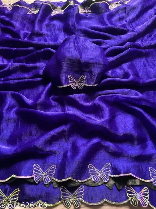 Silk Printed Saree for Women, Blue (6.3 M)