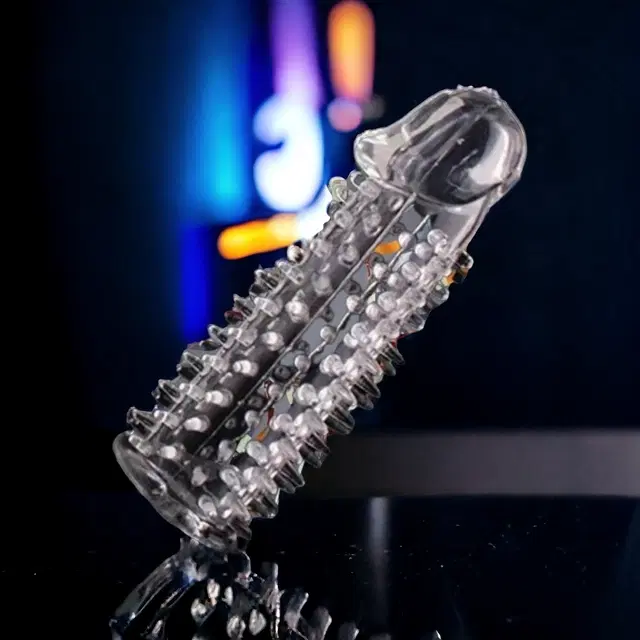 A R Silicone Crystal Dotted Condom for Men, Transparent