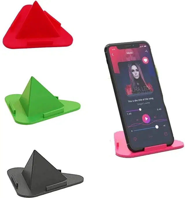 Mobile Phone Pyramid Shape Holder Desktop Stand, Pack of 3, Assorted