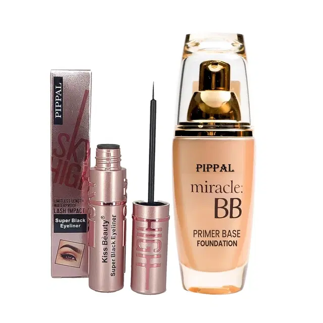 Pippal Mirecle B.B. Primer Base Foundation, 60 ml with Eyeliner, 6 ml, Set of 2