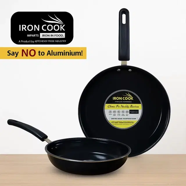 2 Pcs Enamel Coated Cookware Set (Tawa 23cm, Fry Pan 24cm)