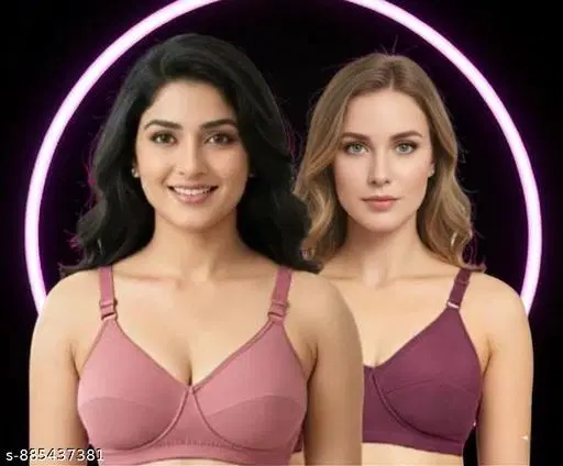 Comfort Cotton Bra for Women, Pack of 2 (Pink, 38A)