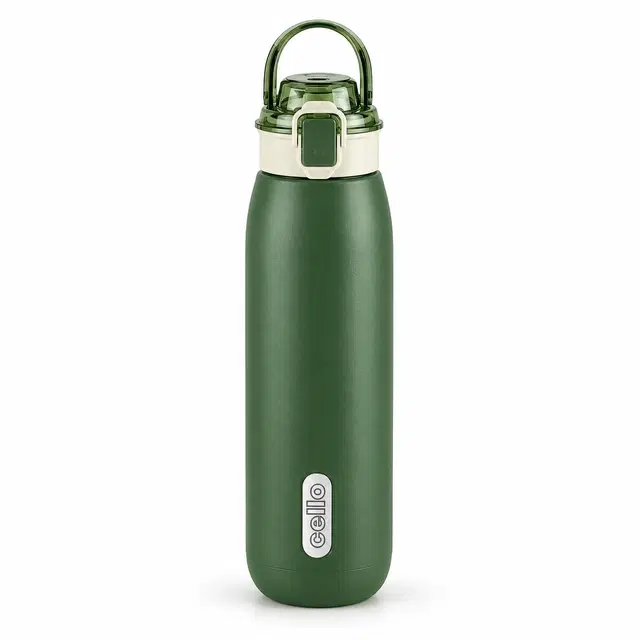 Cello Puro Steel-X Flint, 900 ml, Green | Leak-Proof Cap | Easy-Grip Body | For Office, Gym & Travel