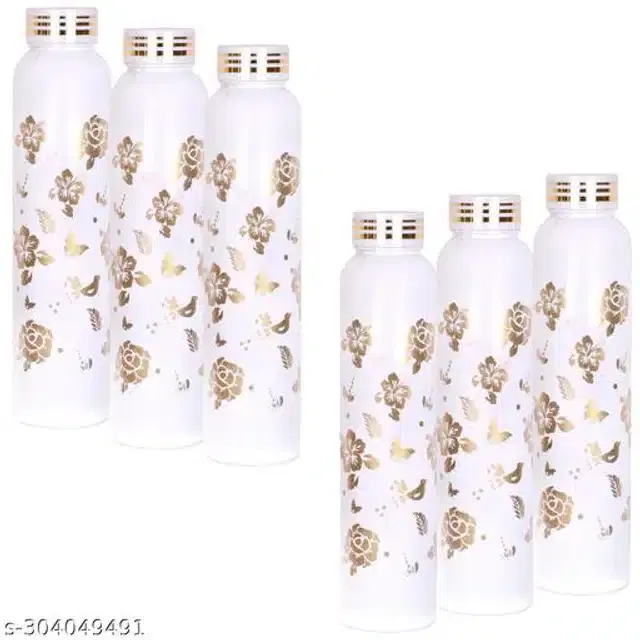 Water Bottle Set, White, 1000 ml, Pack of 6