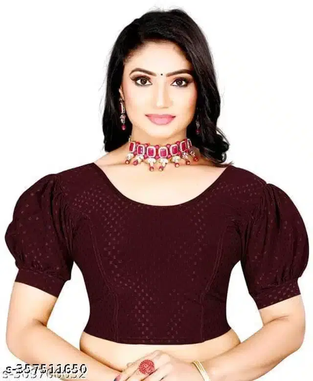 Half Sleeves Blouse for Women (Wine, 28 Alterable)