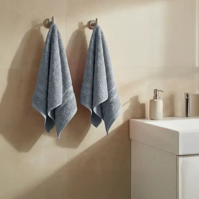 myTrident Comfort Living Cotton Hand Towel Pack Of 2 New Grey