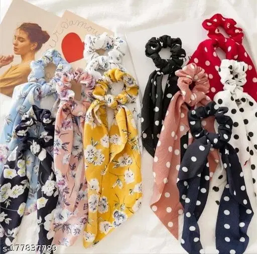 Hair Bands & Scrunchies for Women (Multicolor, Pack of 3)