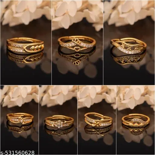 Gold-Plated Rings Combo For Women'S
