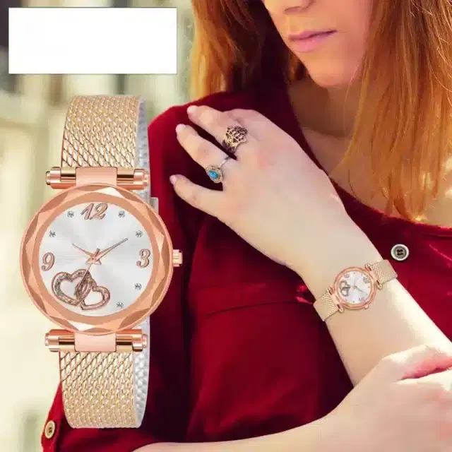 Analog Watch for Women & Girls (Gold)
